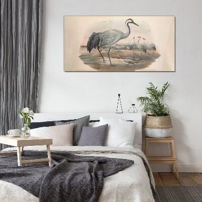 Lapwing on the water background Glass Wall Art