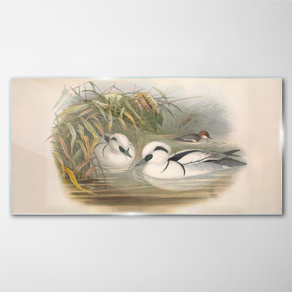 An idyllic duet among the grasses Glass Wall Art