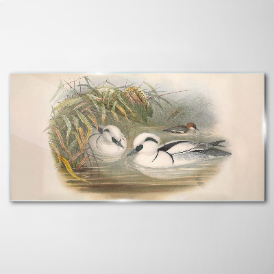An idyllic duet among the grasses Glass Wall Art