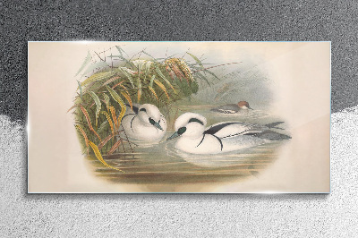 An idyllic duet among the grasses Glass Wall Art