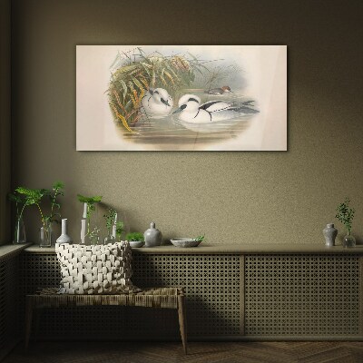 An idyllic duet among the grasses Glass Wall Art