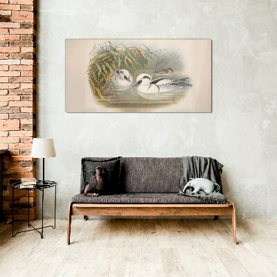 An idyllic duet among the grasses Glass Wall Art