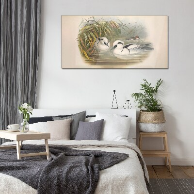 An idyllic duet among the grasses Glass Wall Art