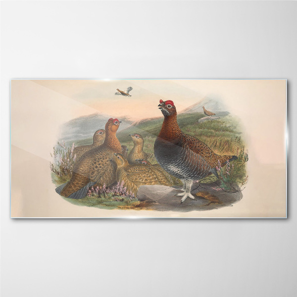 A family of birds in their natural habitat Glass Wall Art