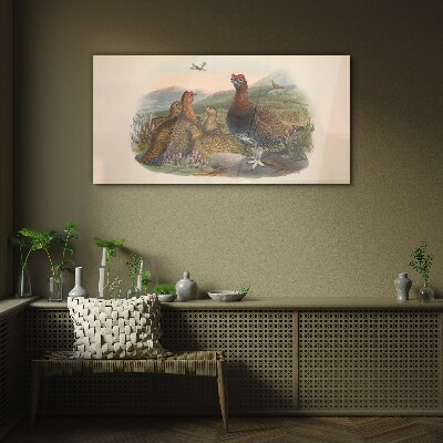 A family of birds in their natural habitat Glass Wall Art