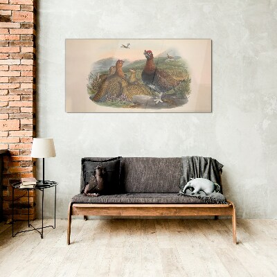 A family of birds in their natural habitat Glass Wall Art