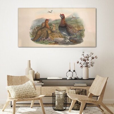 A family of birds in their natural habitat Glass Wall Art
