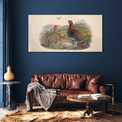 A family of birds in their natural habitat Glass Wall Art