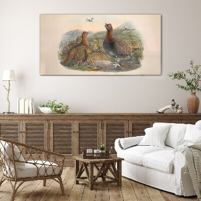 A family of birds in their natural habitat Glass Wall Art