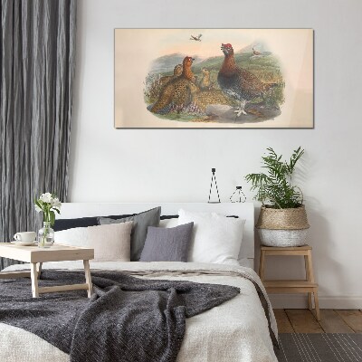 A family of birds in their natural habitat Glass Wall Art