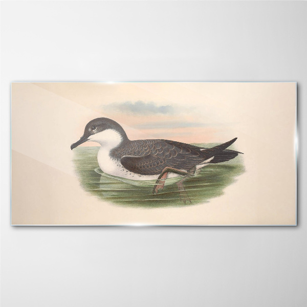 Bird on a water background Glass Wall Art