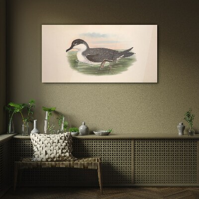 Bird on a water background Glass Wall Art