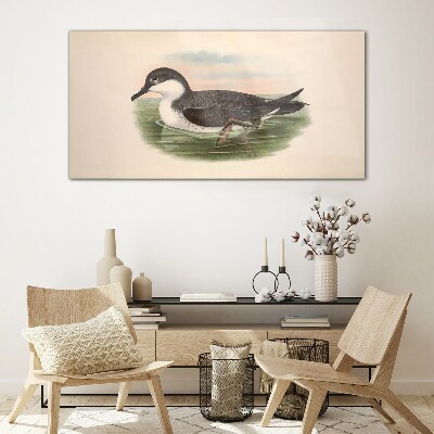 Bird on a water background Glass Wall Art