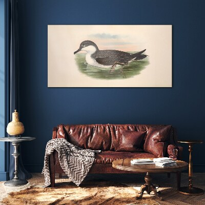 Bird on a water background Glass Wall Art