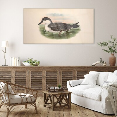 Bird on a water background Glass Wall Art