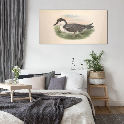Bird on a water background Glass Wall Art