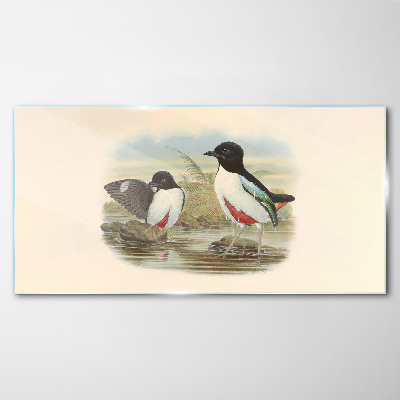Birds over the water Glass Wall Art
