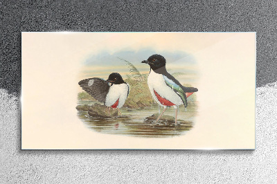 Birds over the water Glass Wall Art