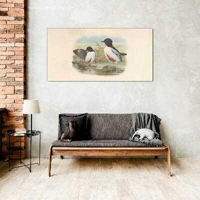 Birds over the water Glass Wall Art