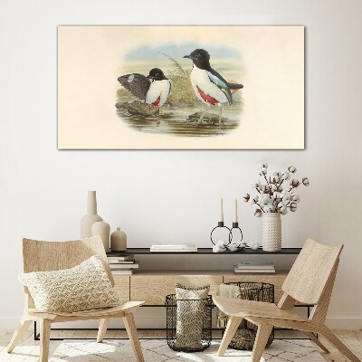 Birds over the water Glass Wall Art