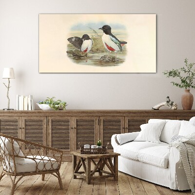 Birds over the water Glass Wall Art
