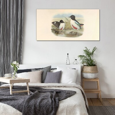 Birds over the water Glass Wall Art