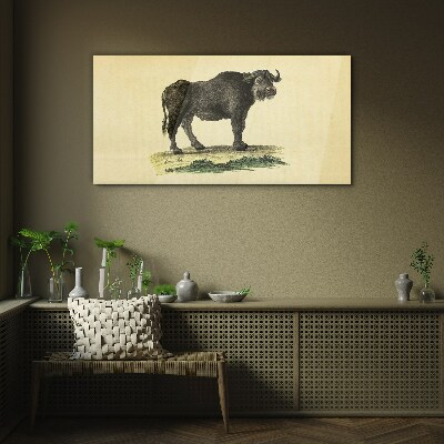 Buffalo on a natural background Glass Wall Art