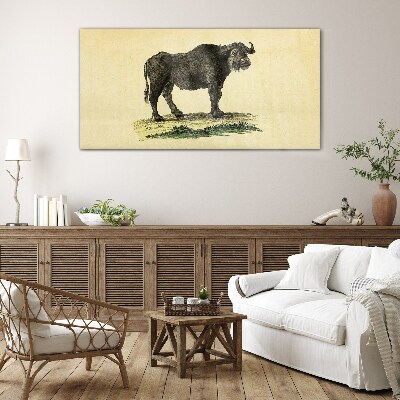Buffalo on a natural background Glass Wall Art