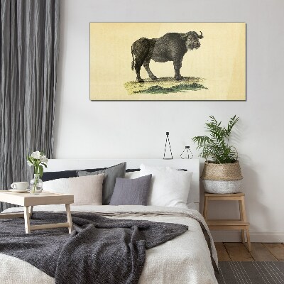 Buffalo on a natural background Glass Wall Art