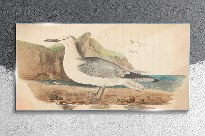 Seabird on the beach Glass Wall Art