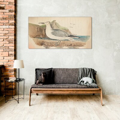 Seabird on the beach Glass Wall Art