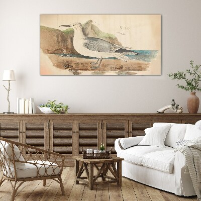 Seabird on the beach Glass Wall Art