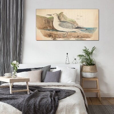 Seabird on the beach Glass Wall Art