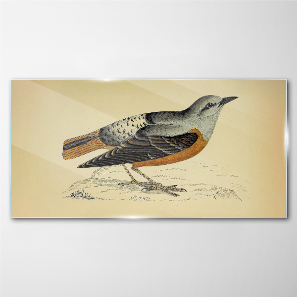 Bird in pastel shades Glass Wall Art