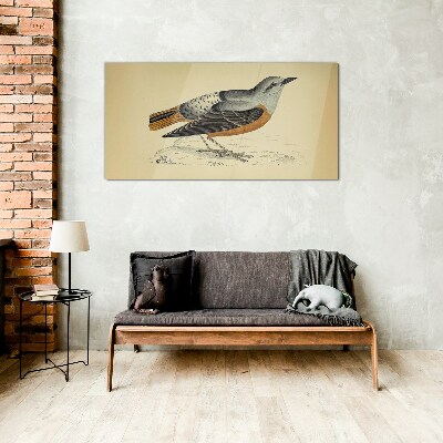 Bird in pastel shades Glass Wall Art