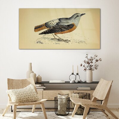 Bird in pastel shades Glass Wall Art