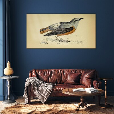 Bird in pastel shades Glass Wall Art