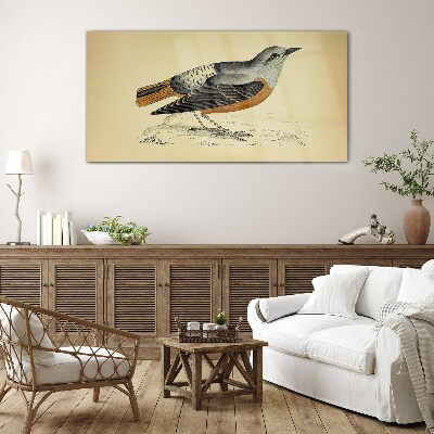 Bird in pastel shades Glass Wall Art