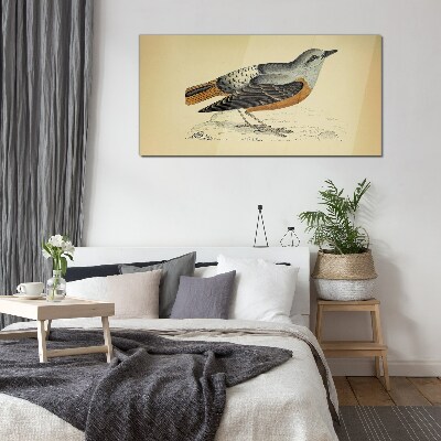 Bird in pastel shades Glass Wall Art