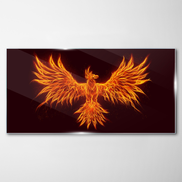 Burning Phoenix Glass Wall Art