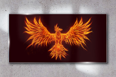 Burning Phoenix Glass Wall Art