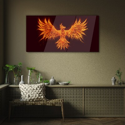 Burning Phoenix Glass Wall Art