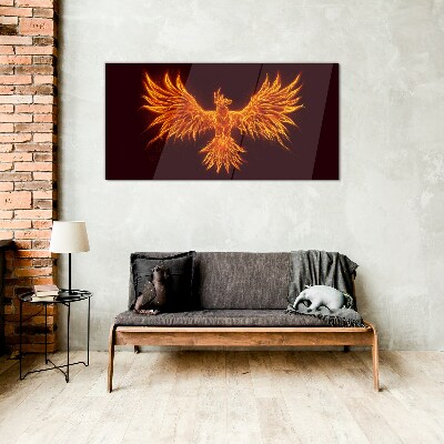 Burning Phoenix Glass Wall Art