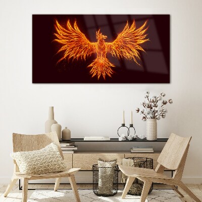 Burning Phoenix Glass Wall Art