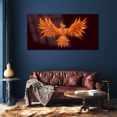 Burning Phoenix Glass Wall Art