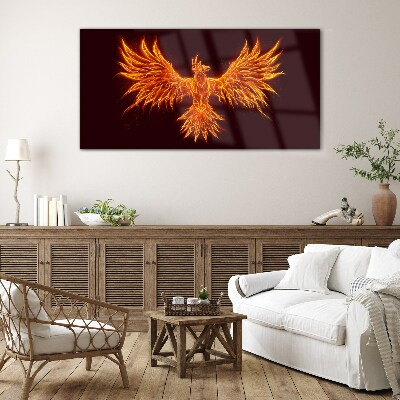 Burning Phoenix Glass Wall Art