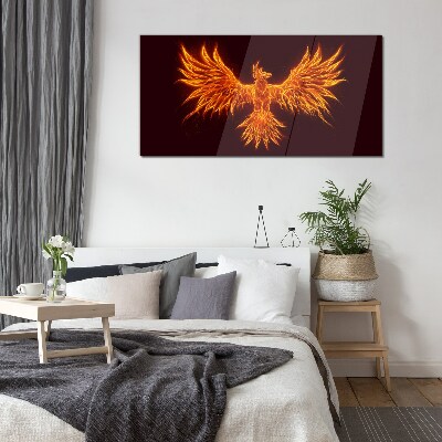 Burning Phoenix Glass Wall Art
