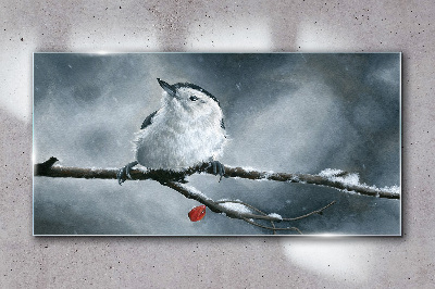Animal bird winter snow Glass Wall Art