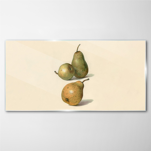 Three pears on a light background Glass Print