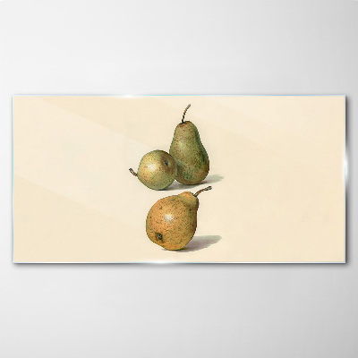 Three pears on a light background Glass Print